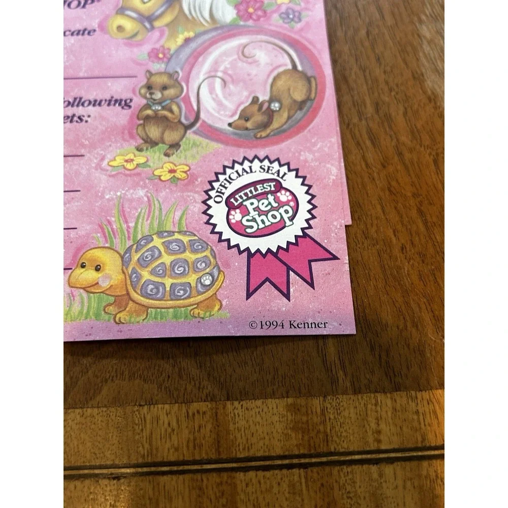 1994‎ Kenner littlest pet shop official registration certificate Lot Of 7